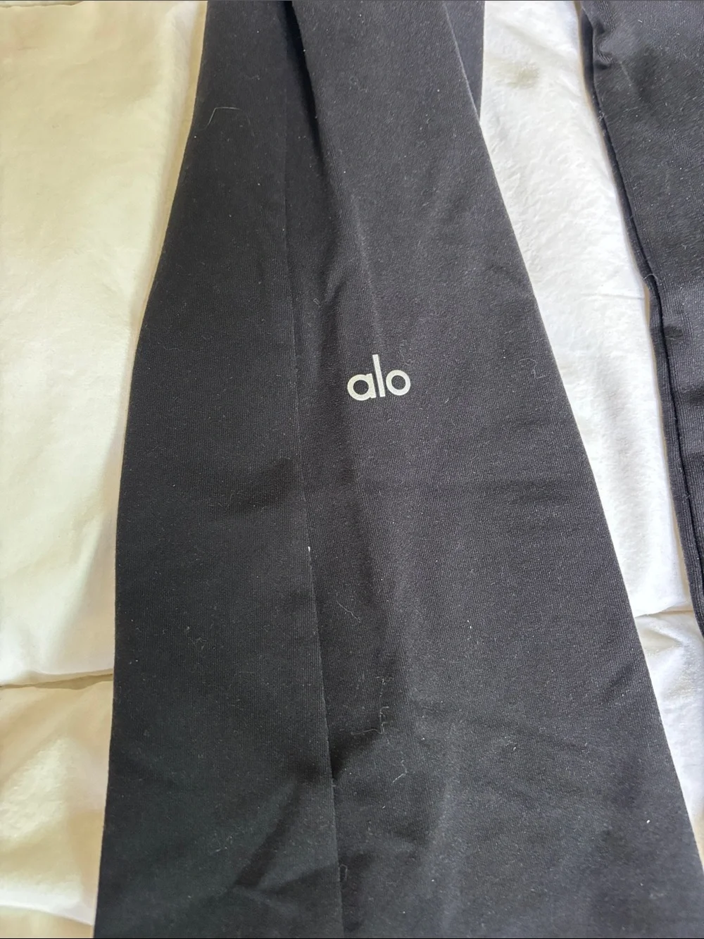 ALO Yoga Black Flare Leggings with Twist Waist
